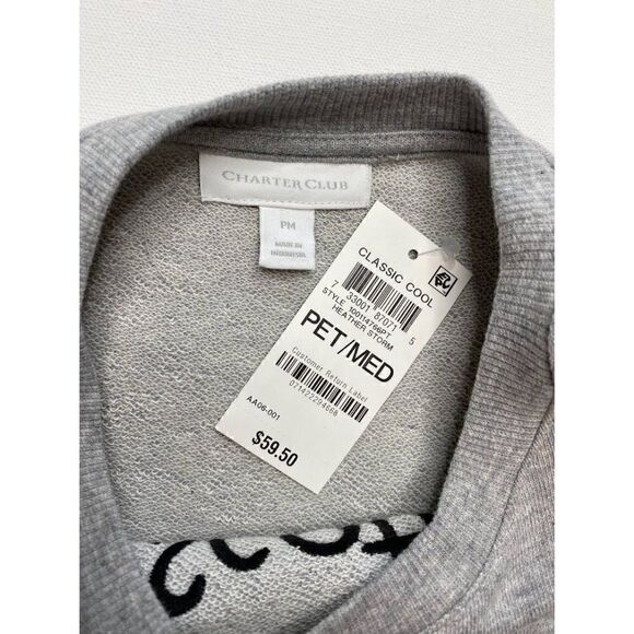 Charter Club Scottie Dog Sweatshirt Top Women's PETITE MEDIUM Gray Black Relaxed - Picture 8 of 10
